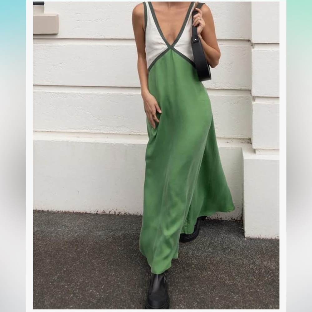 Patchwork V maxi dress